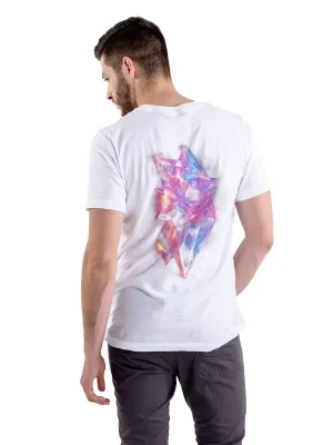 Galaktik Geometri Baskılı Beyaz T-Shirt