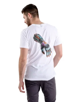 Fütüristik Robotik El Baskılı T-Shirt